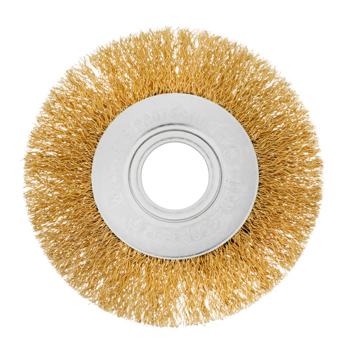 Щетка для УШМ, 100 мм, посадка 22.2 мм, плоская, латунированная витая проволока Matrix по ценам производителя в Челябинске с доставкой по всей России