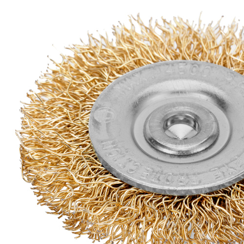 Щетка для дрели, 50 мм, плоская со шпилькой, латунированная витая проволока Matrix по ценам производителя в Челябинске с доставкой по всей России