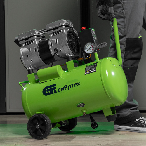 Компрессор безмаслянный малошумный МБ 1100/24,1100 Вт, 24 л, 170 л/мин Сибртех по ценам производителя в Челябинске с доставкой по всей России