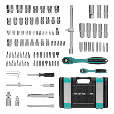 Набор инструментов 1/2", 1/4", CrV, 12 гранные головки, пластиковый кейс, 109 предмета Stels по ценам производителя в Челябинске с доставкой по всей России