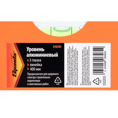 Уровень алюминиевый, 400 мм, 3 глазка, желтый, линейка Sparta по ценам производителя в Челябинске с доставкой по всей России