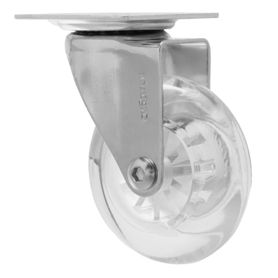 Колесо ПУ прозрачное поворотное d-75 мм, крепление платформенное Сибртех по ценам производителя в Челябинске с доставкой по всей России