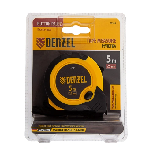 Рулетка 5м х 25мм, двухкомп. корпус, кнопка-пауза Denzel по ценам производителя в Челябинске с доставкой по всей России