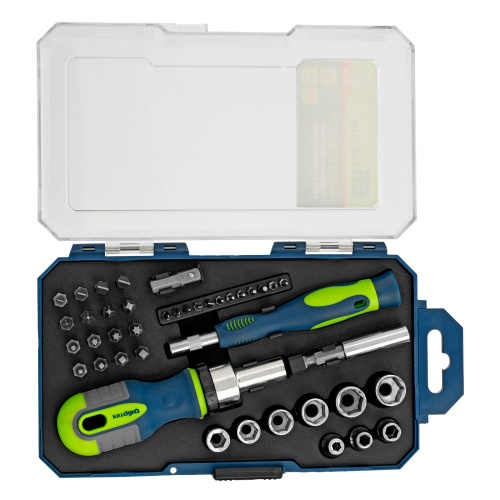 Отвертки реверсивные с набором бит и торцевыми головками, 41 шт, CrV Сибртех по ценам производителя в Челябинске с доставкой по всей России