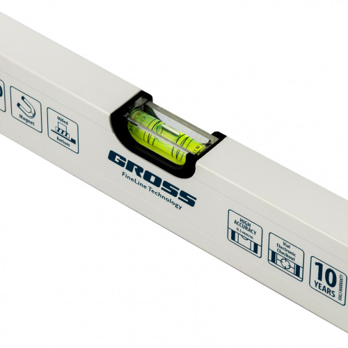 Уровень алюминиевый, 800 мм, фрезерованный, 3 глазка, магнитный Gross по ценам производителя в Челябинске с доставкой по всей России