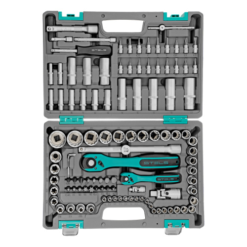 Набор инструментов 1/2", 1/4", CrV, 12 гранные головки, пластиковый кейс, 109 предмета Stels по ценам производителя в Челябинске с доставкой по всей России