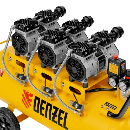 Компрессор безмасляный, малошумный DLS 1800/100,1800 Вт, 3x600, 100 л, 345 л/мин Denzel по ценам производителя в Челябинске с доставкой по всей России