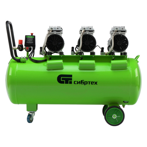 Компрессор безмаслянный малошумный МБ 2250/100, 2250 Вт, 100л, 400 л/мин Сибртех по ценам производителя в Челябинске с доставкой по всей России