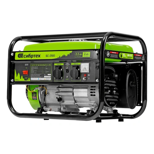 Генератор бензиновый БС-2500, 2.2 кВт, 230В, четырехтактный, 15 л, ручной стартер Сибртех по ценам производителя в Челябинске с доставкой по всей России