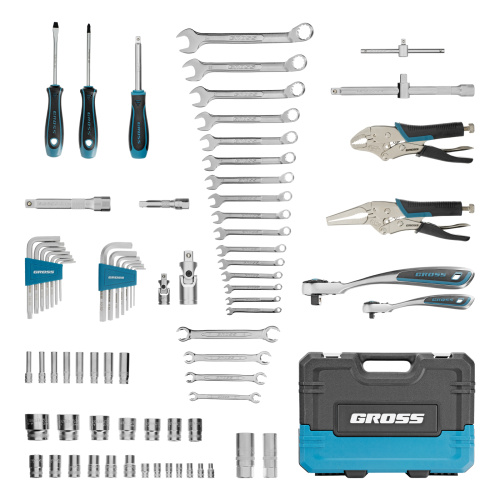 Набор инструментов, 1/4", 1/2", CrV, 120 зубьев, 78 предметов Gross по ценам производителя в Челябинске с доставкой по всей России