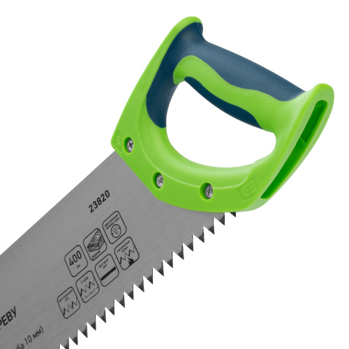 Ножовка по дереву "Зубец", 400 мм, шаг зуба 10 мм, каленый зуб 2D, двухкомпонентная рукоятка Сибртех по ценам производителя в Челябинске с доставкой по всей России