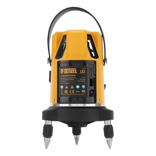 Лазерный уровень LX3, 10 м, ± 0,3 мм/1 м, 635 нм, 4 вертикальных, 1 горизонтальная плоскости, резьба 5/8" Denzel по ценам производителя в Челябинске с доставкой по всей России