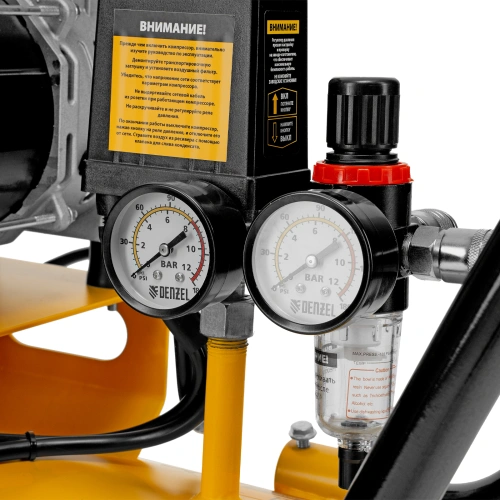 Компрессор безмасляный, малошумный DLS 1800/100,1800 Вт, 3x600, 100 л, 345 л/мин Denzel по ценам производителя в Челябинске с доставкой по всей России