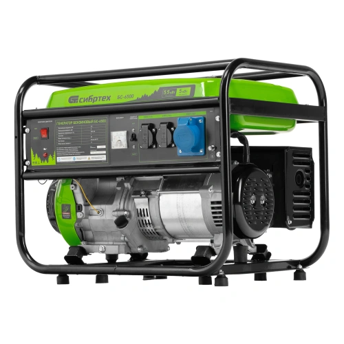 Генератор бензиновый БС-6500, 5.5 кВт, 230В, четырехтактный, 25 л, ручной стартер Сибртех по ценам производителя в Челябинске с доставкой по всей России