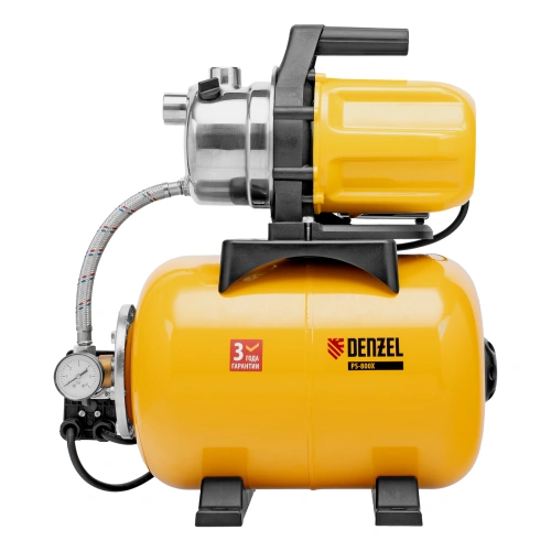 Насосная станция PS800X, 800 Вт, 3200 л/ч, ресивер 24 л, подъем 38 м, нержавейка Denzel по ценам производителя в Челябинске с доставкой по всей России