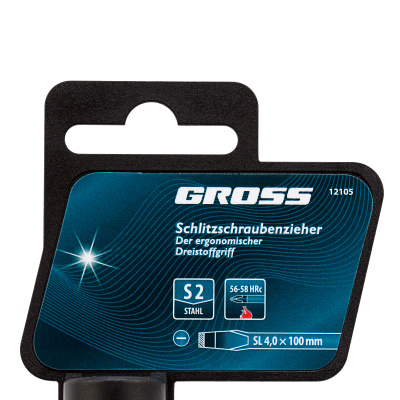 Отвертка SL4 x 100 мм, S2, трехкомпонентная рукоятка Gross по ценам производителя в Челябинске с доставкой по всей России