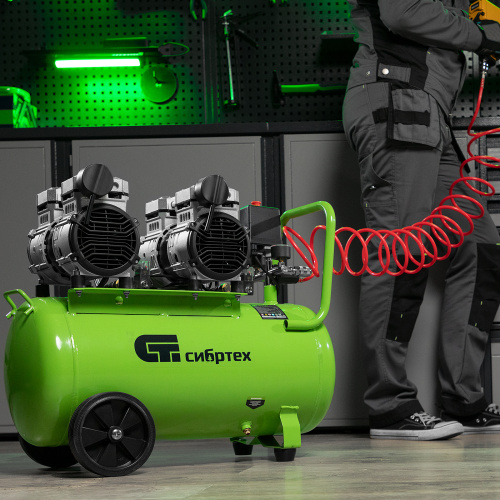 Компрессор безмаслянный малошумный МБ 2000/50, 2000 Вт, 50л, 300 л/мин Сибртех по ценам производителя в Челябинске с доставкой по всей России