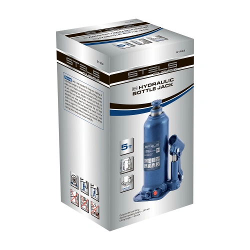 Домкрат гидравлический бутылочный, 5 т, h подъема 207-404 мм Stels по ценам производителя в Челябинске с доставкой по всей России