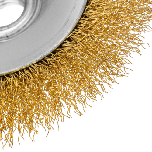 Щетка для УШМ, 125 мм, М14, "тарелка", латунированная витая проволока Matrix по ценам производителя в Челябинске с доставкой по всей России