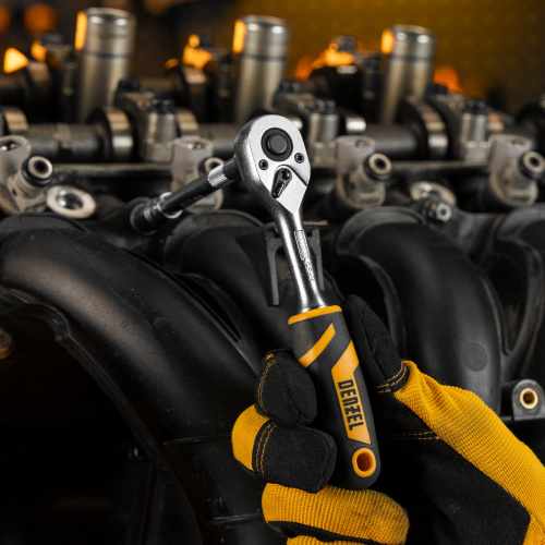 Ключ-трещотка 1/4", 90 зубьев, с быстрым сбросом, CrV Denzel по ценам производителя в Челябинске с доставкой по всей России