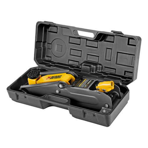 Домкрат гидравлический подкатной, 2 т, 135-385 мм, в пласт. кейсе Denzel по ценам производителя в Челябинске с доставкой по всей России