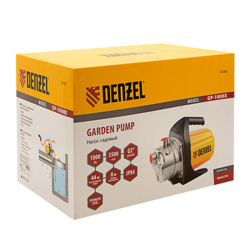 Садовый поверхностный насос GP 1000Х, 1000 Вт, 3500 л/ч, подъем 44 м, нержавейка Denzel по ценам производителя в Челябинске с доставкой по всей России
