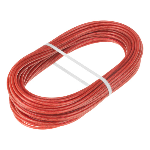 Трос металлополимерный красный ПР-3.0, толщина 3.0 мм, моток 20 метров Сибртех по ценам производителя в Челябинске с доставкой по всей России