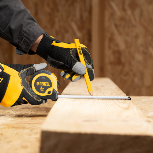 Рулетка 8м х 25мм, двухкомп. корпус, кнопка-пауза Denzel по ценам производителя в Челябинске с доставкой по всей России