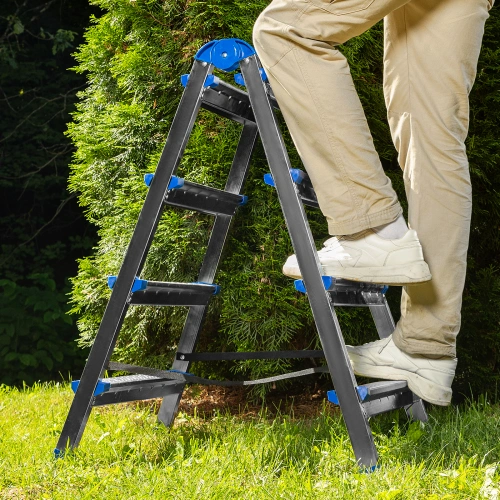 Стремянка двухсторонняя 4 ступени, сталь профиль, стальные ступени, Сибртех по ценам производителя в Челябинске с доставкой по всей России